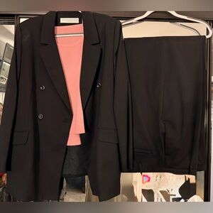 Valerie Stevens Black Blazer and Pants with Pink Knit Top